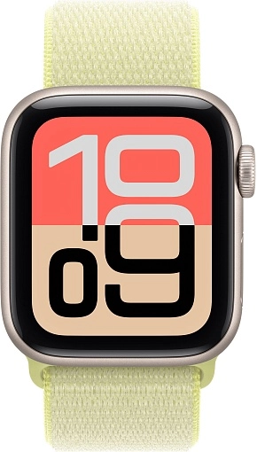 Apple Watch SE 3 Sport Loop 40 мм, «сияющая звезда», ремешок неоново-желтого цвета